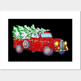 Christmas Time Tree On Truck Posters and Art